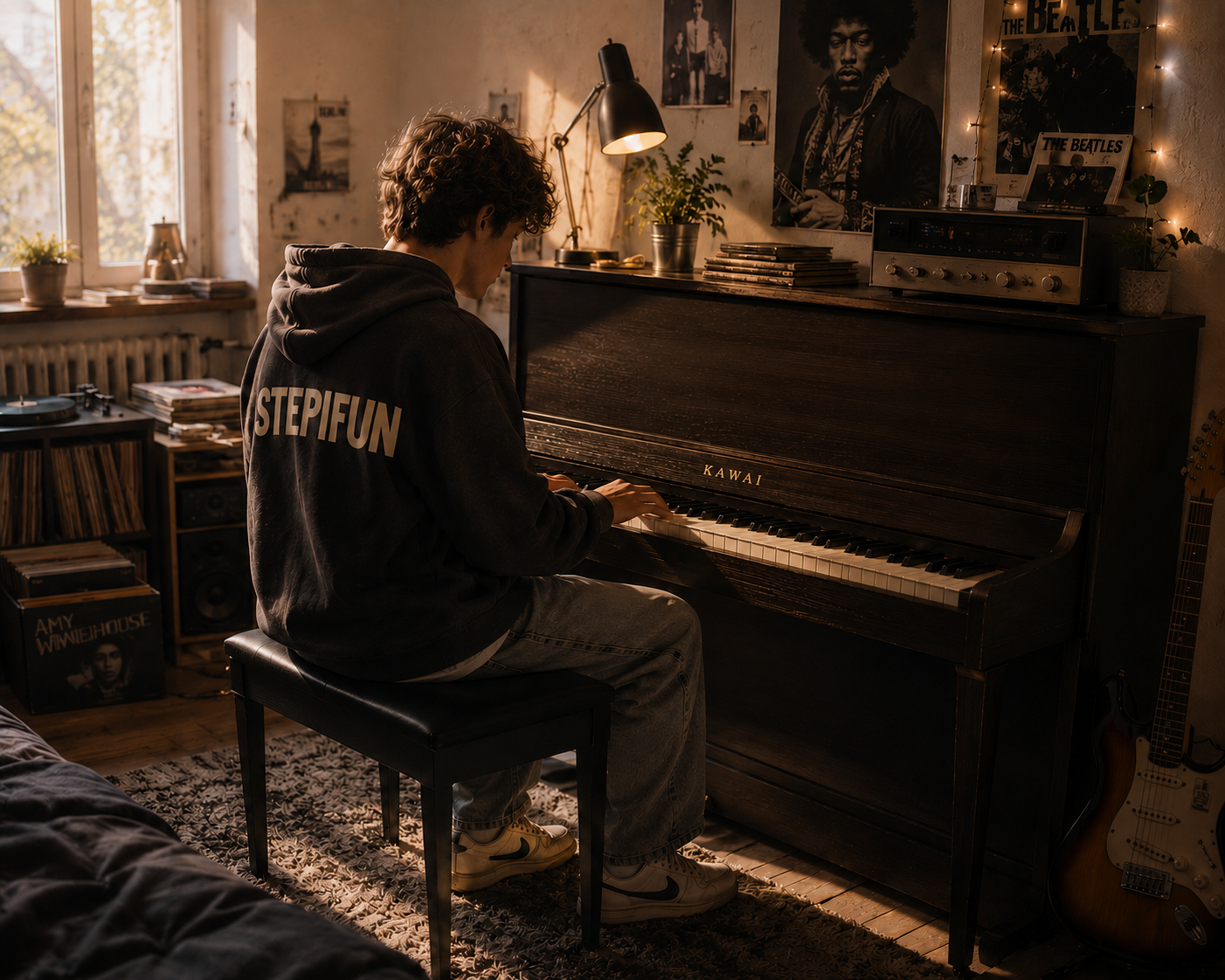 COPY2: Piano player at an upright piano